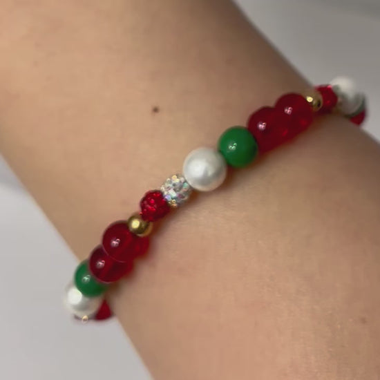 Christmas jeweled beaded bracelet multiple designs and colors