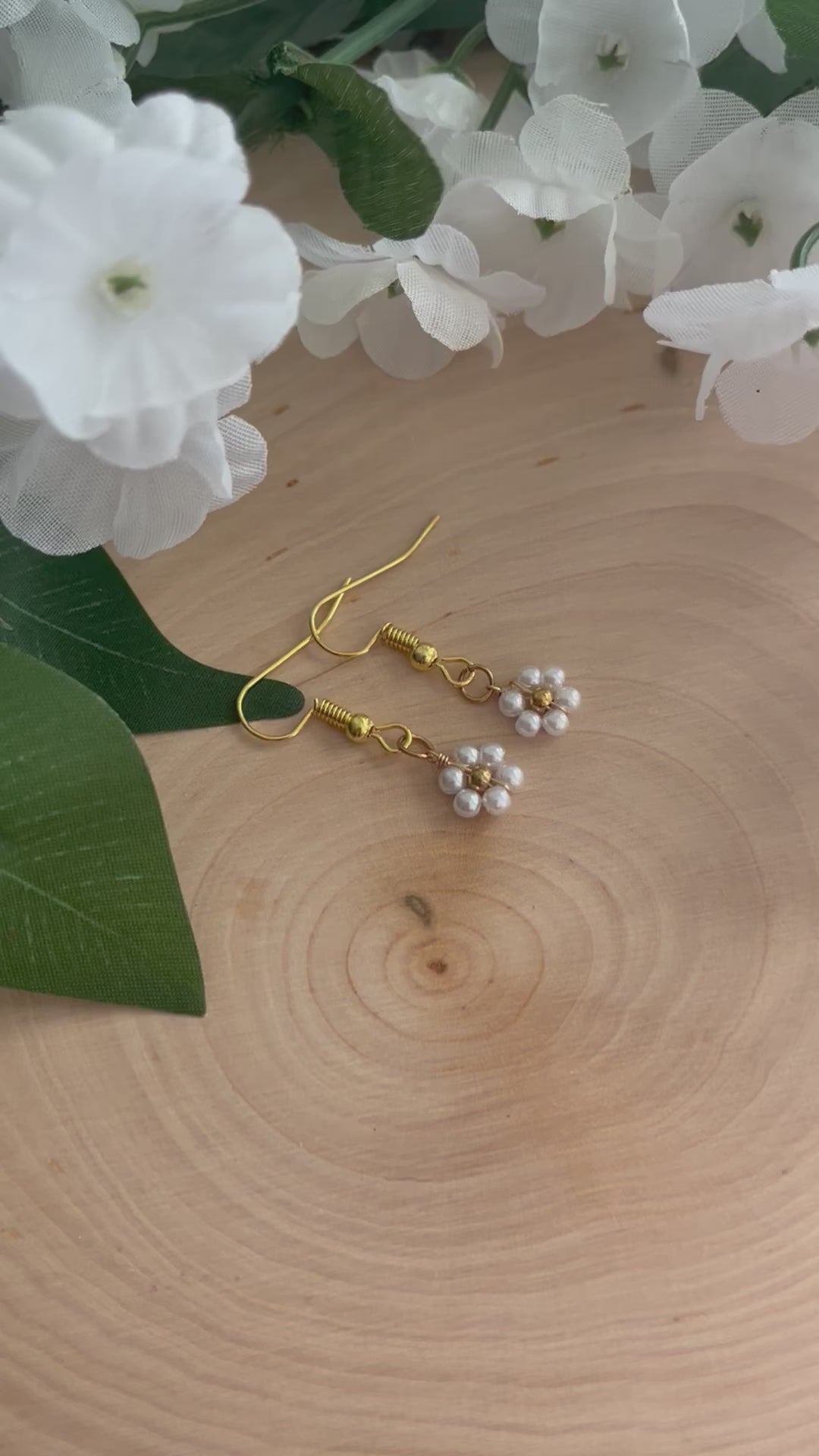 Gold Flower Earrings, faith-inspired floral jewelry with gold finish