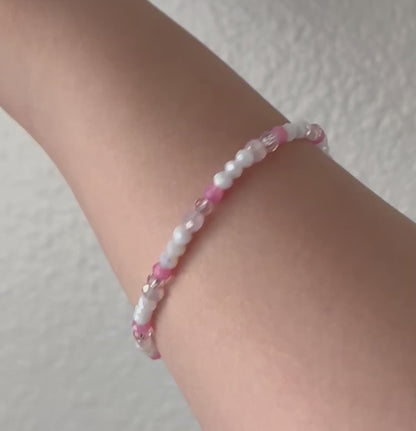 Dainty pink white jeweled crystal bracelet