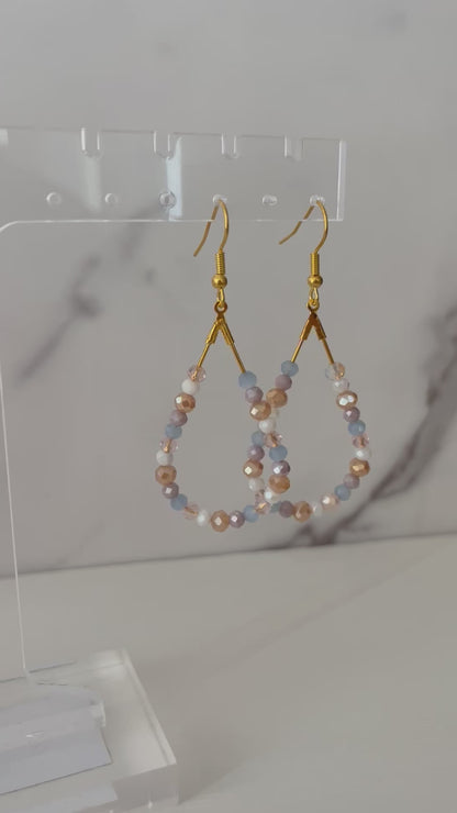 Sequined beaded romantic gold earrings