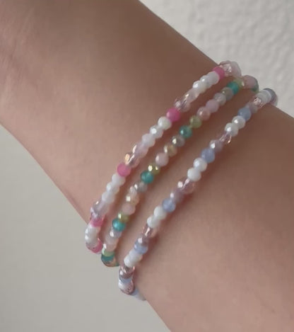 Dainty pink white jeweled crystal bracelet