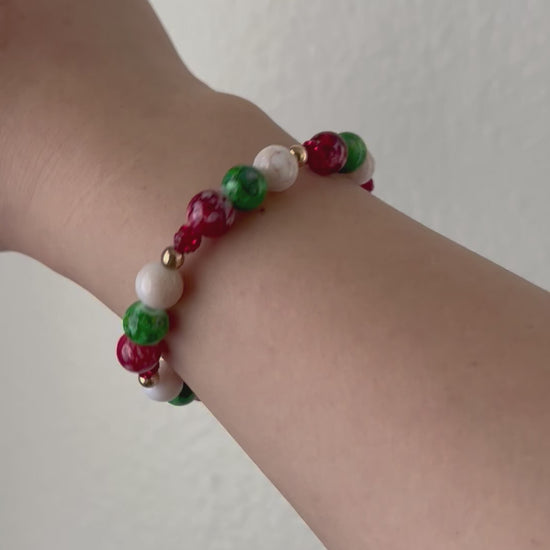 Christmas jeweled beaded bracelet multiple designs and colors