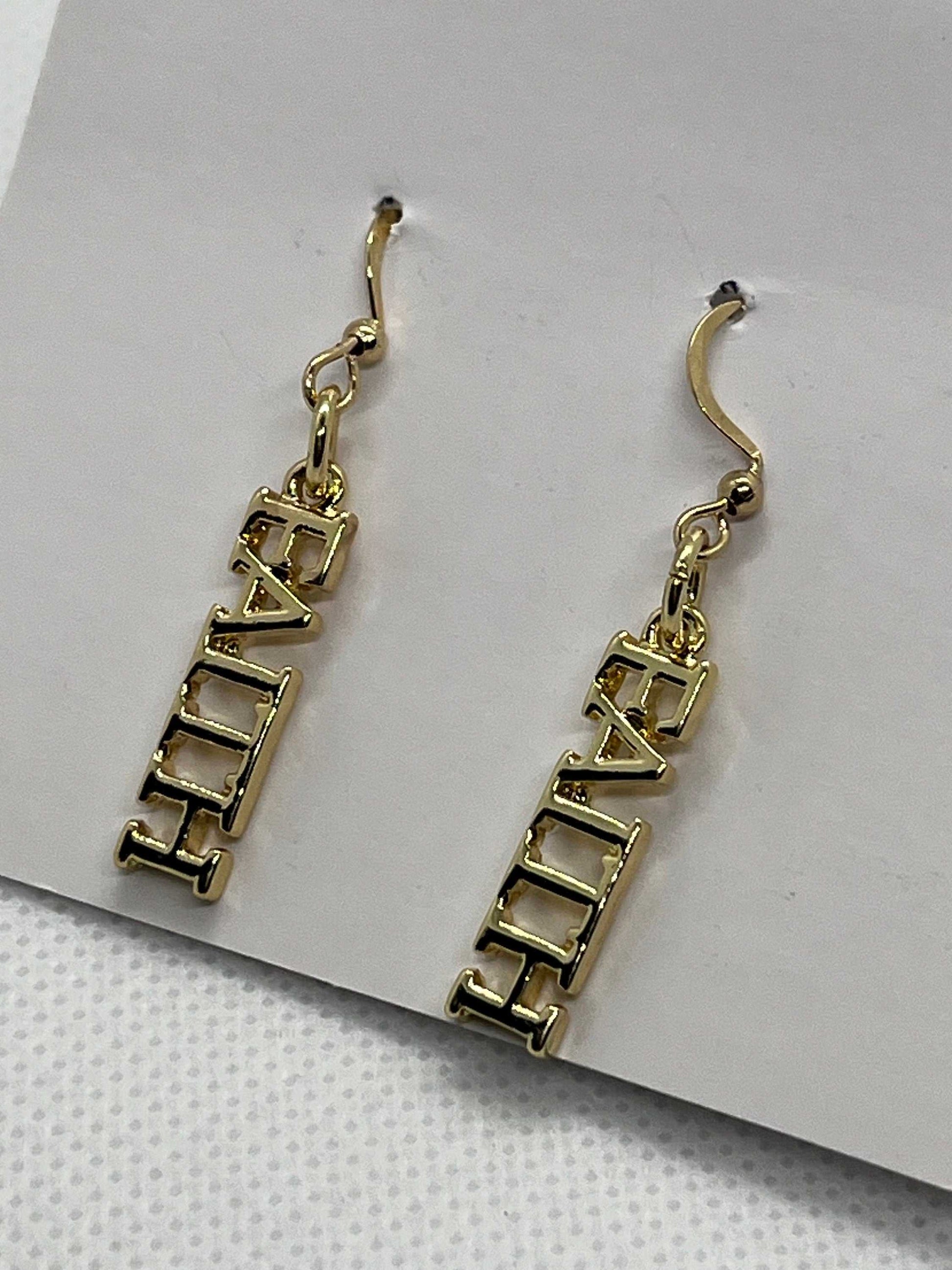 14K Gold Earrings with Faith Dangle Design – Christian Jewelry

