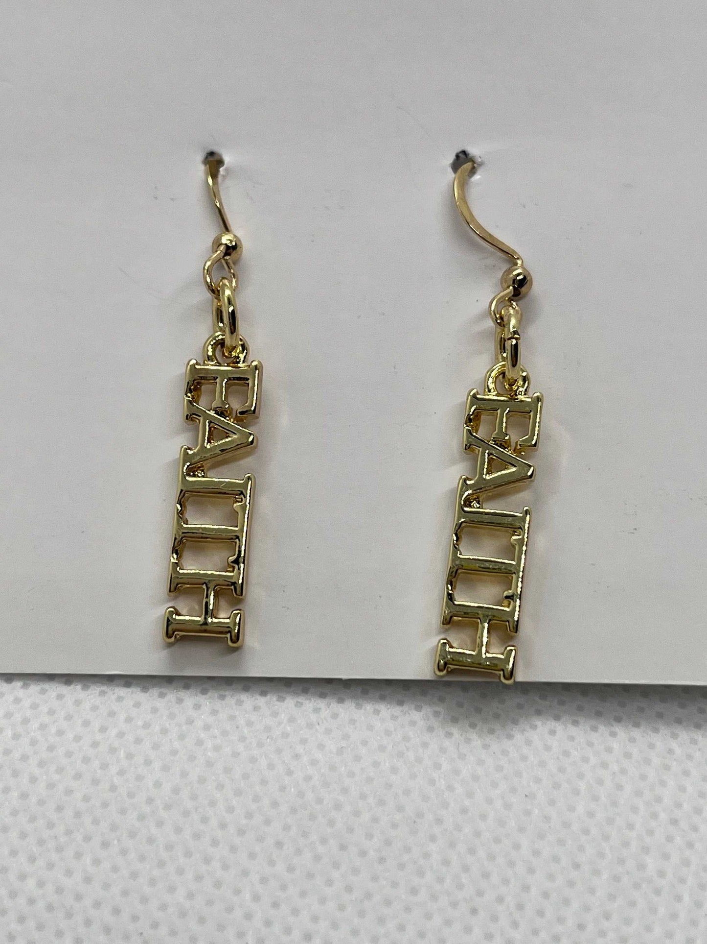 14K Gold Earrings with Faith Dangle Design – Christian Jewelry

