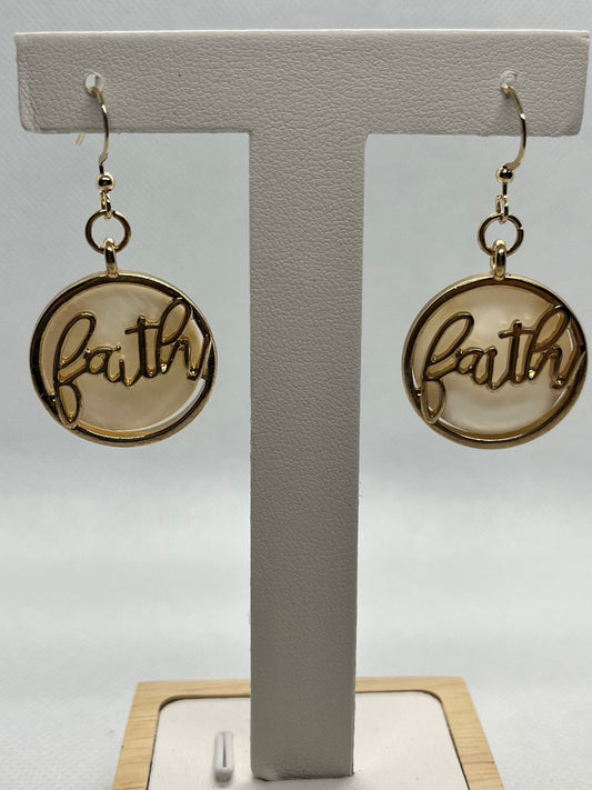  Faith circle gold hook earrings, minimalist earrings, gold earrings, religious earrings, spiritual earrings, handmade, fashion earrings