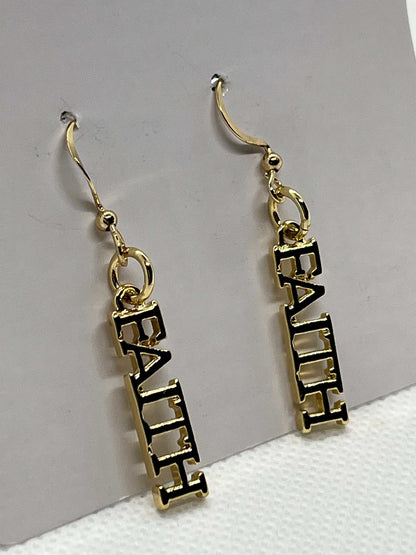 14K Gold Earrings with Faith Dangle Design – Christian Jewelry

